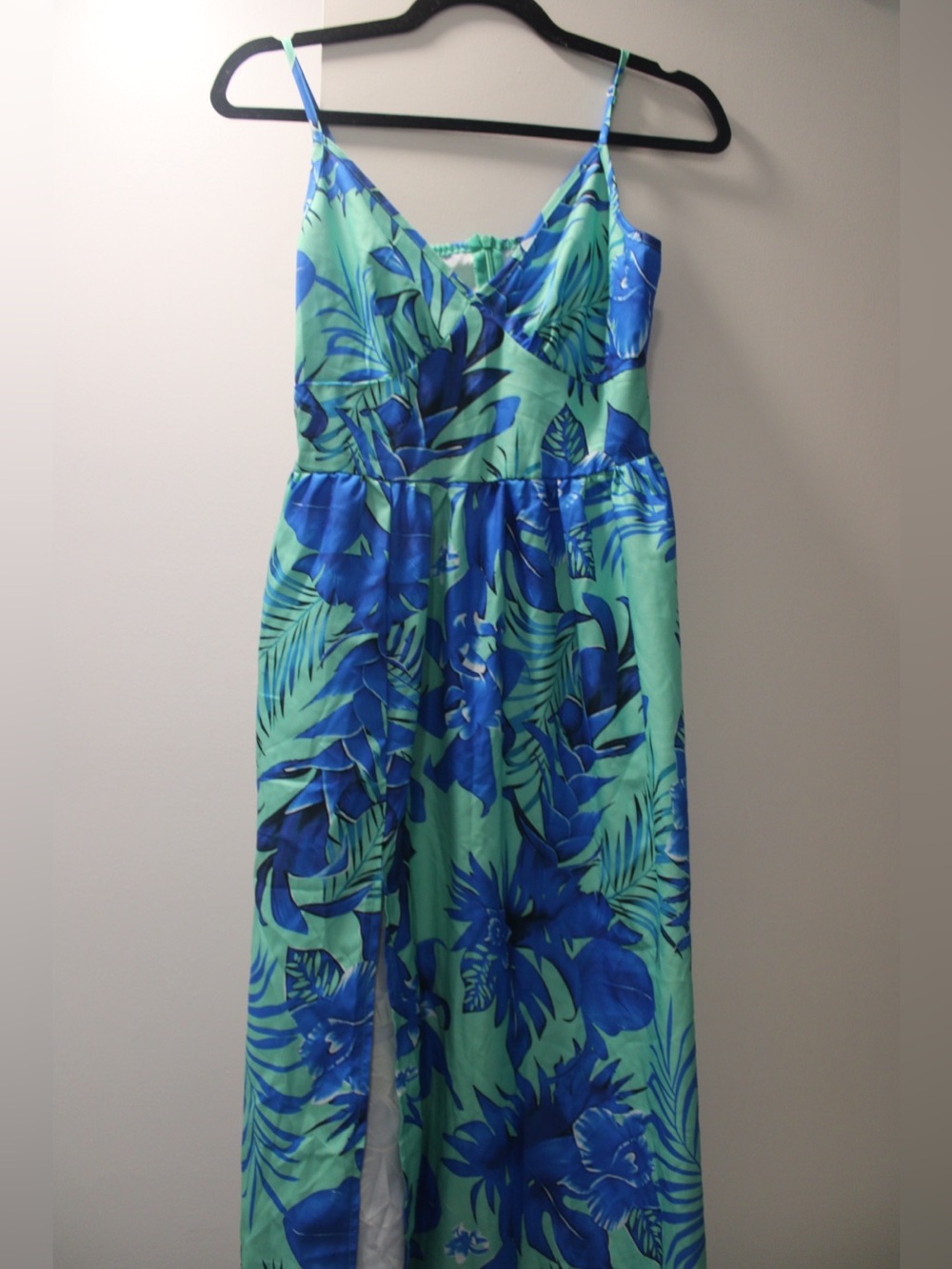 SHEIN Blue & Mint Green Floral Maxi Dress
